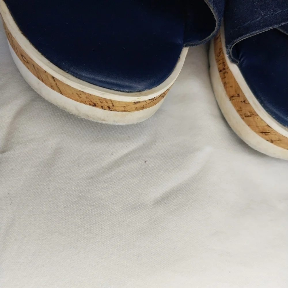 Marc Fisher Glitze Wedge Sport Lug Sole Slingback Navy Sandal Size 8 1/2 - Picture 5 of 12